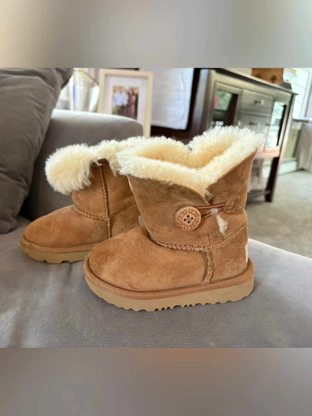 UGG Chestnut Suede Button Baby Booties